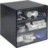 Desk Organizer with Drawer, Plastic Desk Storage Box for Office Stationery Supplies, Desktop Organizer (3 drawer, Black)