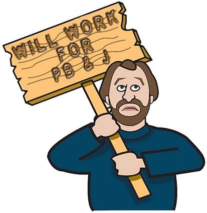 3dRose 8 Inch Funny Humorous Man Guy with A Sign Will Work for Pb and J Peanut Butter and Jelly Ceramic Tile