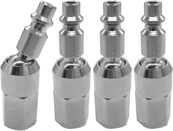 Joywayus 4PCS 1/4" NPT Female Thread Air Plug, Industrial Swivel Coupler Steel Chrome Plating