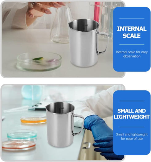 Hemobllo Stainless Steel Beaker, Lab Graduated Beaker with Handle for Liquids and Solids, Scientific Laboratory Supplies