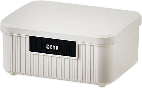 Lockable Storage Container Bin, 2.3 Gallon Heavy Duty Plastic Organizer Box with Combination Lock, White