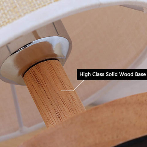 Generic Scandinavian Bedroom Bedside Lamp - Solid Wood Table Lamp with Fabric Shade - LED Desk Night Light, Brightness