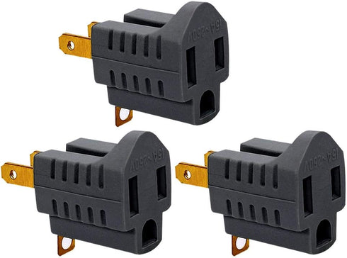 (3 Pack) 3-Prong to 2-Prong Adapter, Grounding Converter, Polarized 3 Pin to 2 Pin Power for Wall Outlets, Grey