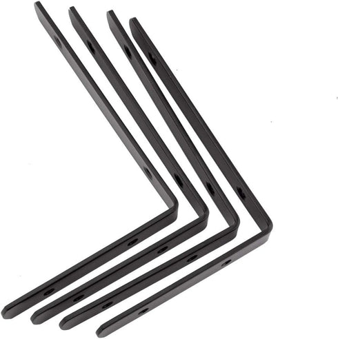 4 Pack 4.3x6'' Corner Bracket Shelf Bracket,Heavy Duty Black Stainless Steel L Corner Brace,Right Joint Angle Brackets