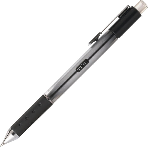 TUL Gel Pens, Retractable, Fine Point, 0.5 mm, Silver Barrel, Black Ink, Pack Of 4 by TUL