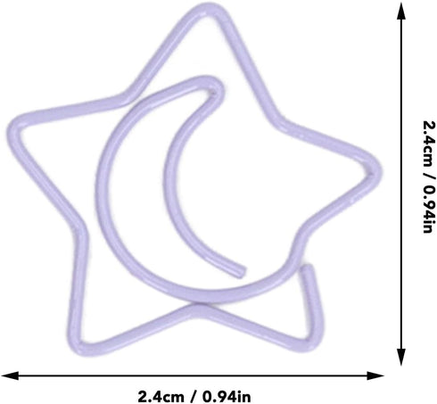 Star Paper Clips, 100pcs Star Moon Design, Cute Small Paperclips for Office School Organizing