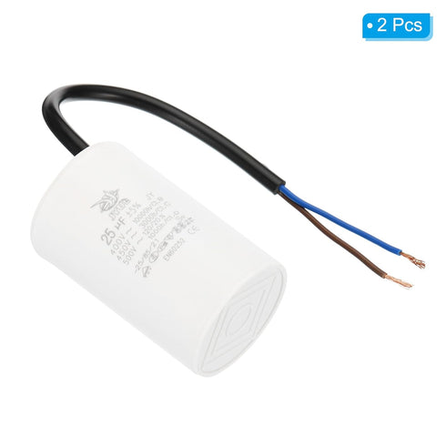 PATIKIL CBB60 25uf Running Capacitor, 2Pcs AC 450V 2 Wires for Water Pumps, Washing Machines Motor Start
