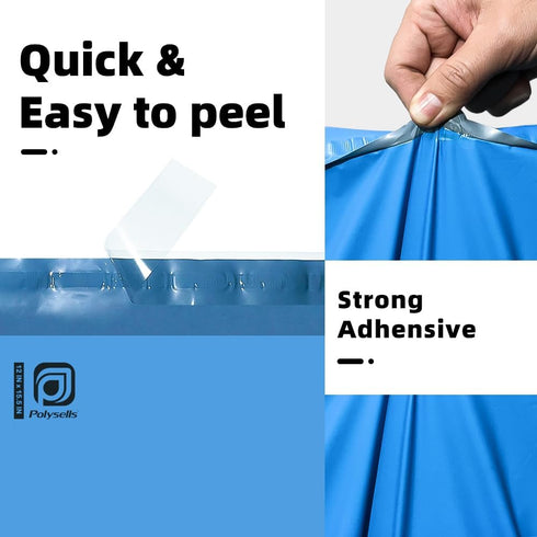 POLYSELLS 500 pcs Blue Poly Mailers, Strong Adhesive, Waterproof Postal Bags