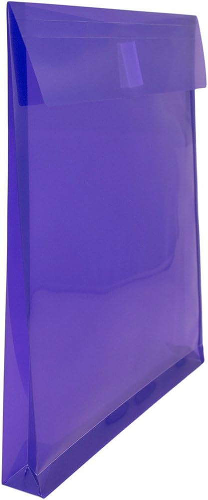 JAM PAPER Plastic Expansion Envelopes, Hook & Loop Closure, Letter Open End, Purple, 12 Pack
