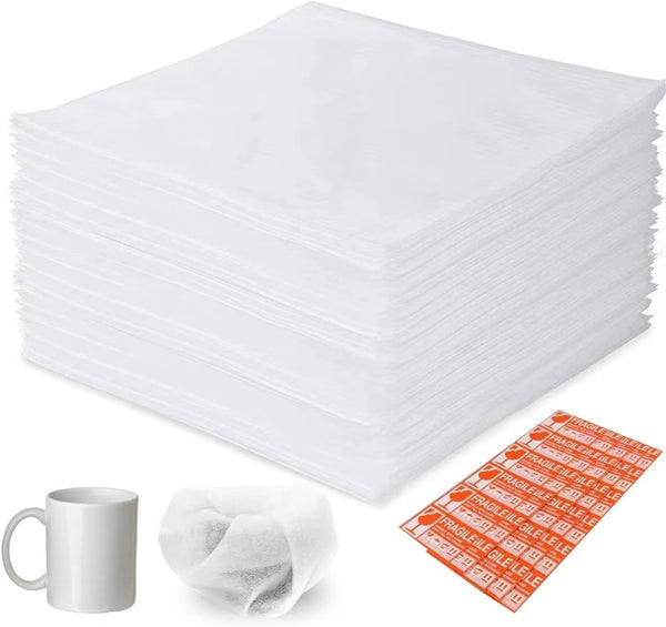 Moving Supplies, 14"x14" 50 Pack Cushion Foam Pouches for Packing Dishes, Glasses, and Cups