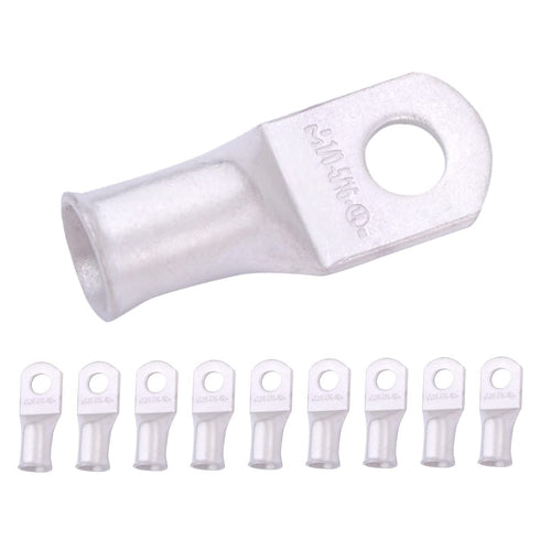 SELTERM 10pcs 1/0 AWG-5/16" Stud Tinned Copper Wire Lugs, Heavy Duty Battery Cable Ends, UL Marine Grade