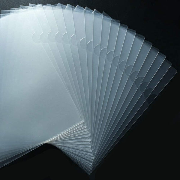 JIKIOU 30 Pack Clear Document Folder Copy Safe Project Pocket L-Type Clear Plastic Folder A4/Letter Size in Transparent