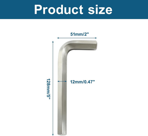 2 Pcs 12mm Hex Key Wrench, Small Allen key Wrench, L Shaped Hexagon Wrench, Hex Key Spanner Wrench Set Hexagon Head Replacement Repairing Tool for Repairing Bike, Furniture by Biaungdo