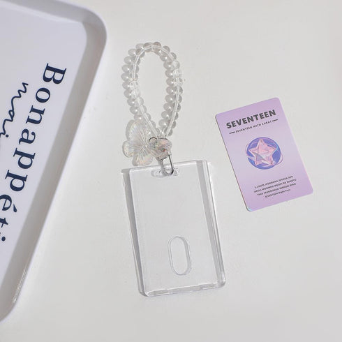 Photocard Holder Keychain, Clear Acrylic Butterfly Kpop Photo Card Holder, Cute Badge Holder for Card Collection