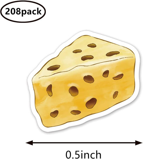 GUVSPTI 0.5in 208-Pack Cheese Dairy Food Planner Stickers, Monthly Scrapbooking Arts Calendars Crafting