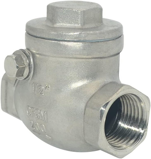 1/2" Stainless Steel SS316 Swing Check Valve, NPT Female x Female Thread, WOG 200 PSI PN16 CF8M