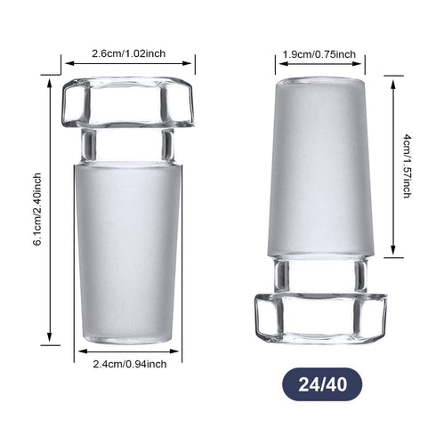 Hex Head Hollow Glass Stopper 24/40 Size Flask Stopper with Hexagonal Head and Closed Bottom for Laboratory Use (5 Pcs)