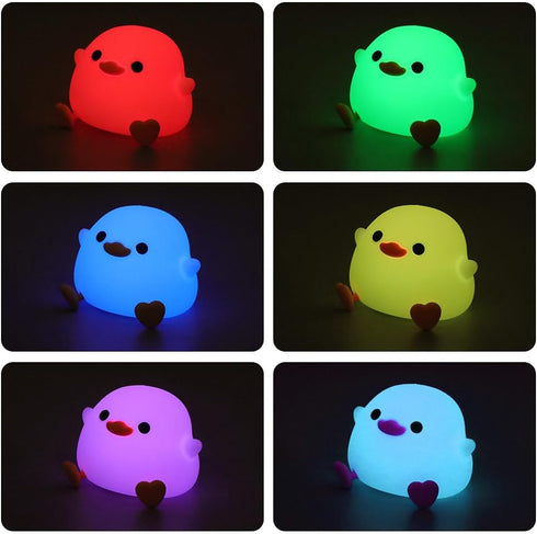Dimmable IFTHFOUR DoDo Duck Night Light, LED Cute Silicone Nursery Lamp, Touch Sensor Lamp, RGB & Warm White Light