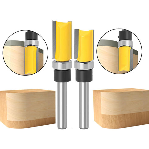 4Pcs Pattern Flush Trim Router Bit Set, 1/4 Inch Shank Carbide Straight Cut Router Bits for Woodworking Milling
