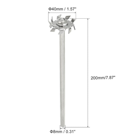 MECCANIXITY 304 Stainless Steel Stirring Rod 7.87" Length Dispersion Machine Stir Sticks with 1.57" ID Dispersion Disc for Laboratory, Industrial