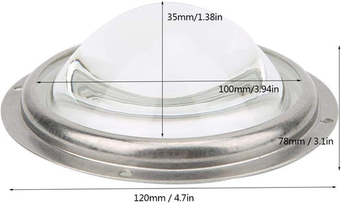 100mm/3.94in 60 20-200W -30~200 Walfront High Power LED Condenser Lens Beam Angle Optical Glass Aspheric Design