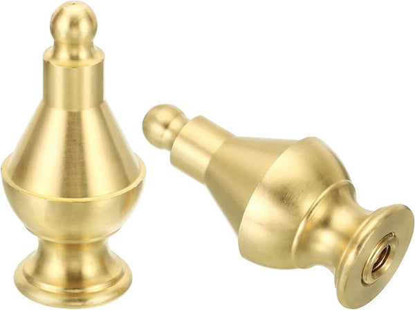 PATIKIL 2" Tall Brass Lamp Finials Cap Knob, 2 Set Lamp Screw Holder