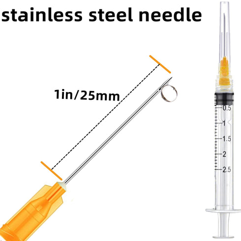100 Pack 2.5ml 25Ga Plastic Syringe with Measurement for Scientific Labs and Industrial Dispensing, Disposable Individually Wrapped (100, 2.5ml-25Ga)