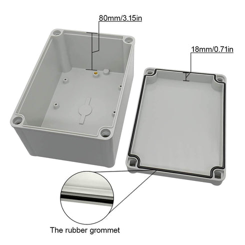 LeMotech Junction Box, IP67 Waterproof Dustproof ABS Plastic Project Box, Gray, 6.9 x 4.9 x 3.9 inch (175 x 125 x 100