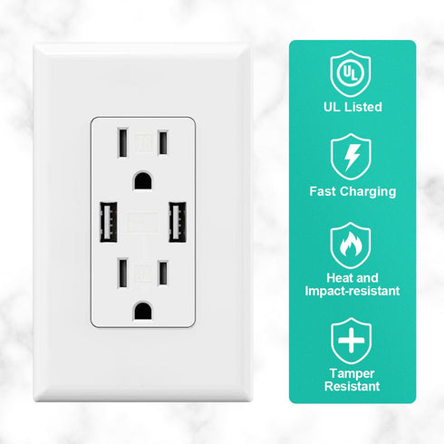NEMA 6-50R 14-50R Receptacle Outlet, 50 Amp Flush Mounting with Wall Plate, Heavy Duty UL Listed