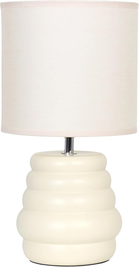 Simple Designs LT1168-CRM 12.68" Chic Glow Mini Stacked Ceramic Table Lamp, Monochromatic
