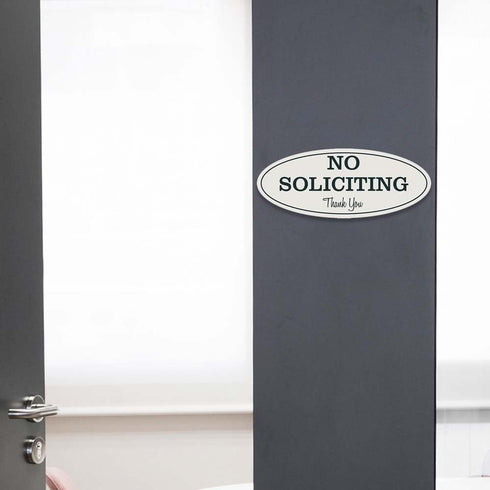 Oval No Soliciting Sign, Dark Brown, Small
