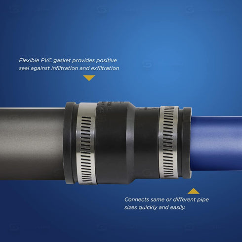 6I4Jx4 Reducing Coupling, Black, 1-1/2 x 1-1/4