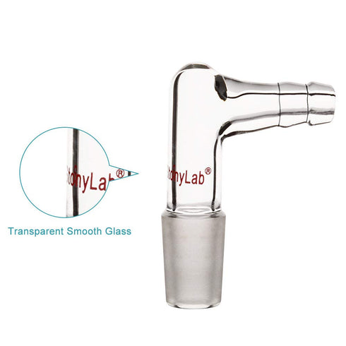 stonylab Glass 90 Degree Vacuum/Gas Adapter, Borosilicate Glass Bent Inlet Adapter with 14/20 Inner Joint for Lab