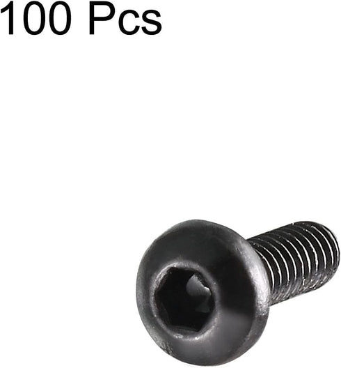 uxcell M2x6mm Thread Button Head Hex Socket Cap Screw Bolt, 100pcs