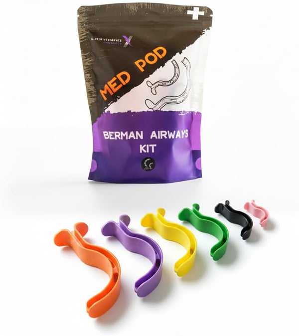 Lightning X Products Berman Oral Airway Kit Emergency EMS Oropharangeal Airways 6-Pack
