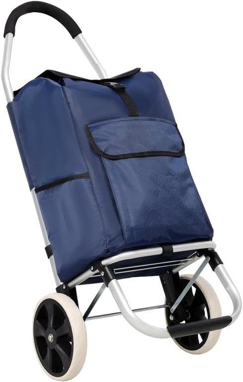 Homonova 40L 2-in-1 Shopping Trolley with Wheels, Large Capacity Rolling Shopping Bag with Detachable Frame