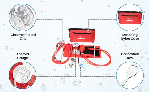 DS-9181-RD Primacare Professional Aneroid Sphygmomanometer and Sprague Rappaport Stethoscope, Manual Blood Pressure Kit