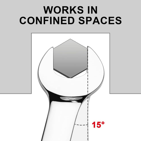 Jetech Ratcheting Combination Wrench, Industrial Grade Gear Spanner, 12-Point Design, SAE 7/16"