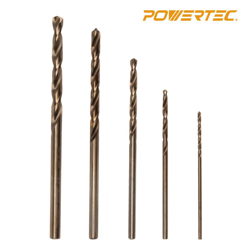 POWERTEC Cobalt Drill Bit Set, 50 PK, 3/64 Inch -1/8 Inch M35 HSS Cobalt Twist Drill Bits with 135° Tip