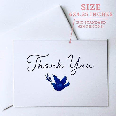 6 4.25 Pack 25 CARDAMONOLY Thank You Cards with Envelopes Funeral - Sympathy Cards with Envelopes with Blue Dove