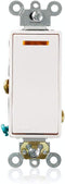 Leviton 5631-2W 20-Amp 120-Volt Decora Plus Rocker Lighted Handle, Illuminated OFF Single-Pole AC Quiet Switch, White, Image by Leviton