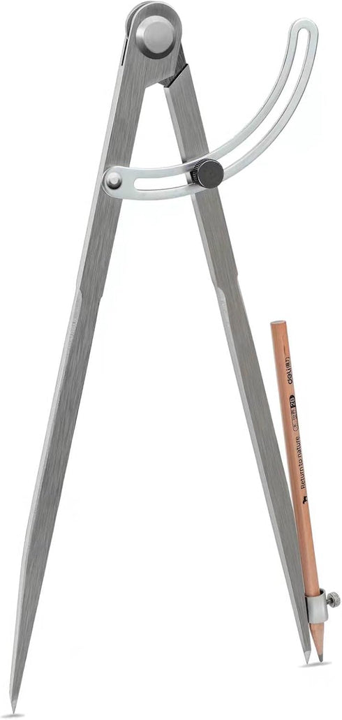 Pencil Compass 12 Inch - Precision Woodworking Compass with Wing Divider and Pencil Holder for Geometry Drafting