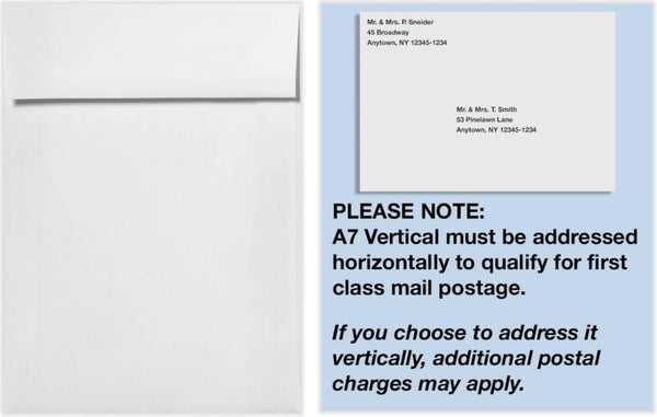 LUXPaper Vertical A7 Invitation Envelopes | 5 1/4" x 7 1/4" | Bright White | 70lb. Text | 50 Qty