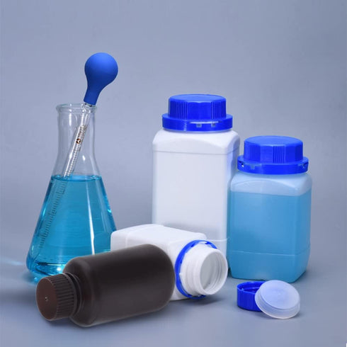 Othmro 3Pcs Lab Chemical Reagent Bottles, 250ml/8.5oz Small Mouth Square Sample Storage Containers