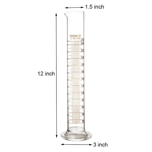Borosilicate Glass 250ml Graduated Cylinder Measuring Cylinder