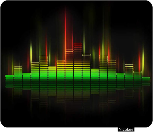 Gaming Mouse Pad Cool Music Equalizer, Non-Slip Rubber Mouse Pad for Computers, Personalized Rectangle 9.5 Inch x 7.9