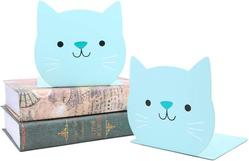 Lovely Cat Pattern Kids Bookends Student Book Ends Metal Office Desk School Library Decoration Bookshelf Book Organizer