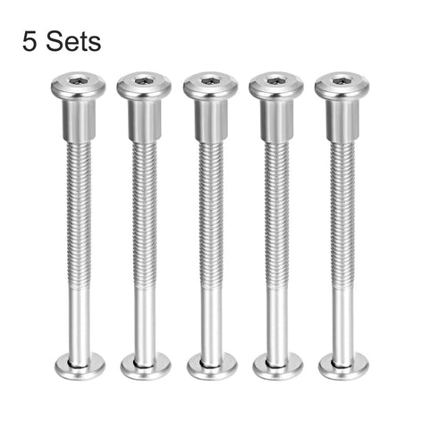 uxcell 5 Sets Screw Post for 5/16"(8mm) Hole Dia, Male M6x70mm Belt Buckle Binding Bolts Leather Fastener Stainless