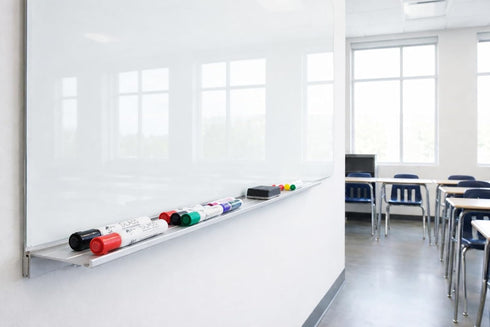 Sleek Silver Magnetic Marker Tray for Dry Erase Boards