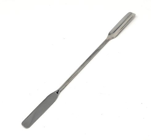 Stainless Steel Double Ended Micro Lab Scoop Spoon, Half Rounded & Flat End Spatula Sampler (7 INCH)